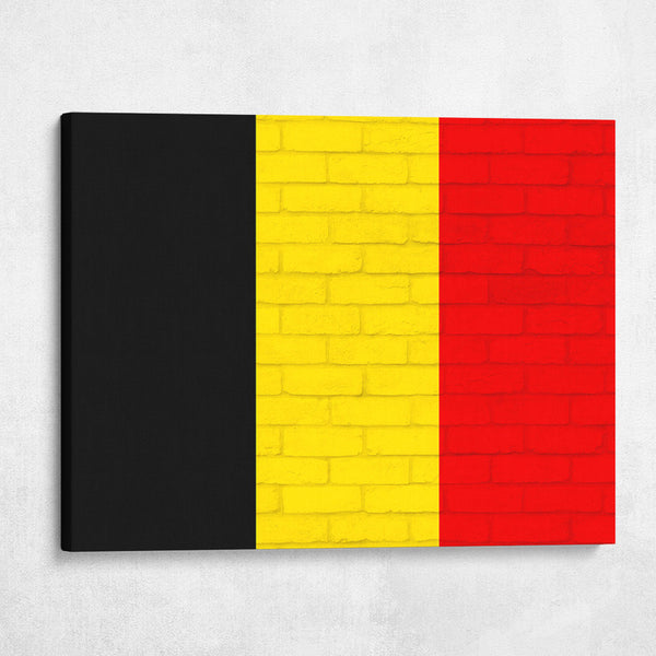 Belgium National Flag on Brick Texture