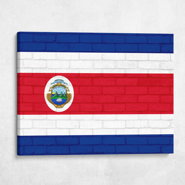 Costa Rica National Flag on Brick Texture