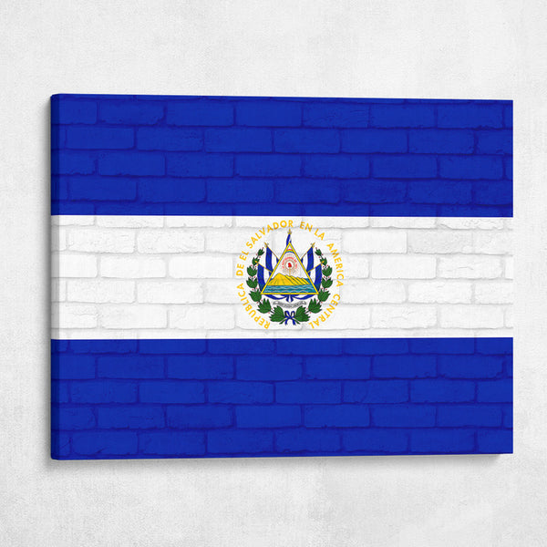 El Salvador National Flag on Brick Texture