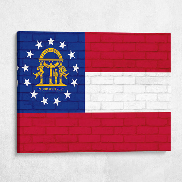 Georgia State Flag on Brick Texture