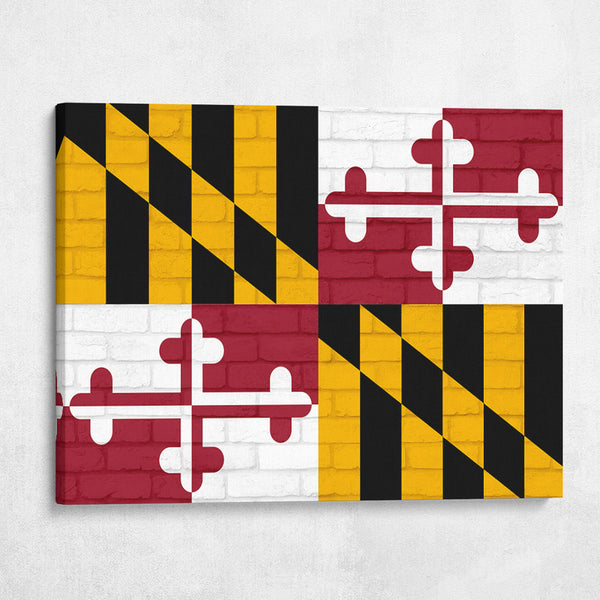 Maryland State Flag on Brick Texture