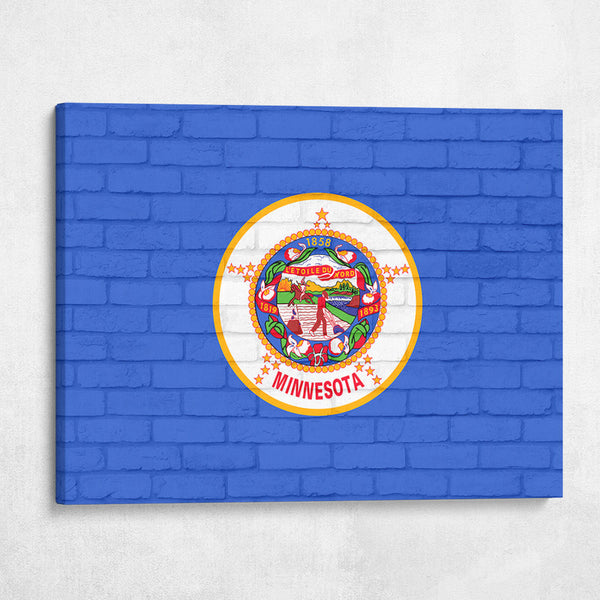 Minnesota State Flag on Brick Texture