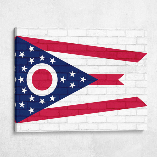 Ohio State Flag on Brick Texture