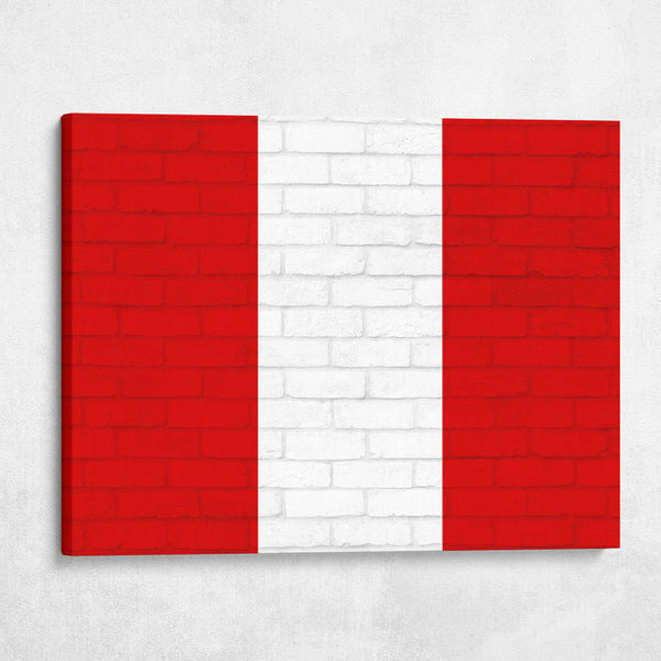 Peru National Flag on Brick Texture