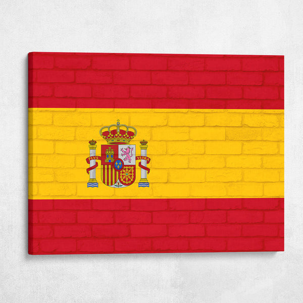 Spain National Flag on Brick Texture