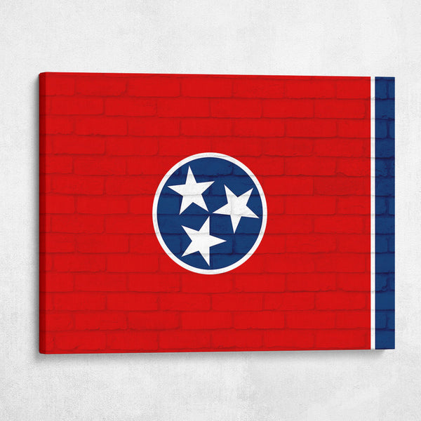 Tennessee State Flag on Brick Texture