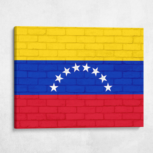 Venezuela National Flag on Brick Texture