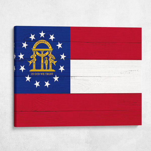 Wood Georgia State Flag | 1.5 Inch Thick Gallery Canvas Print