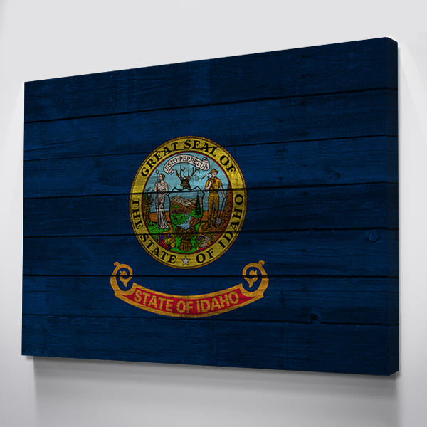 Wood Idaho Flag | 1.5 Inch Thick Gallery Canvas Print