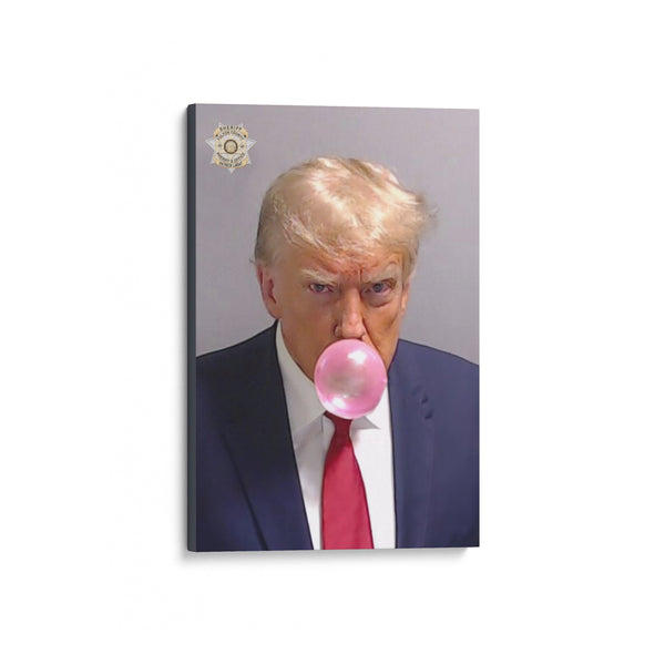 Fulton County Jail Mugshot of Ex-President D. Trump Blowing Bubblegum