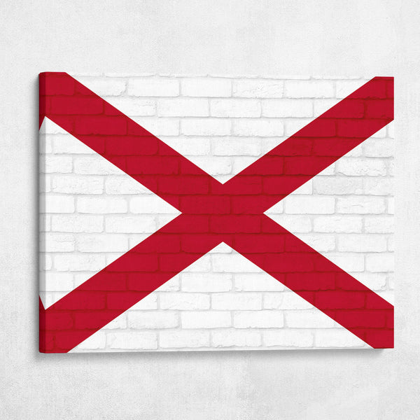 Alabama State Flag on Brick Texture