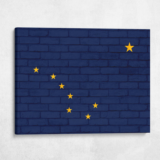 Alaska State Flag on Brick Texture