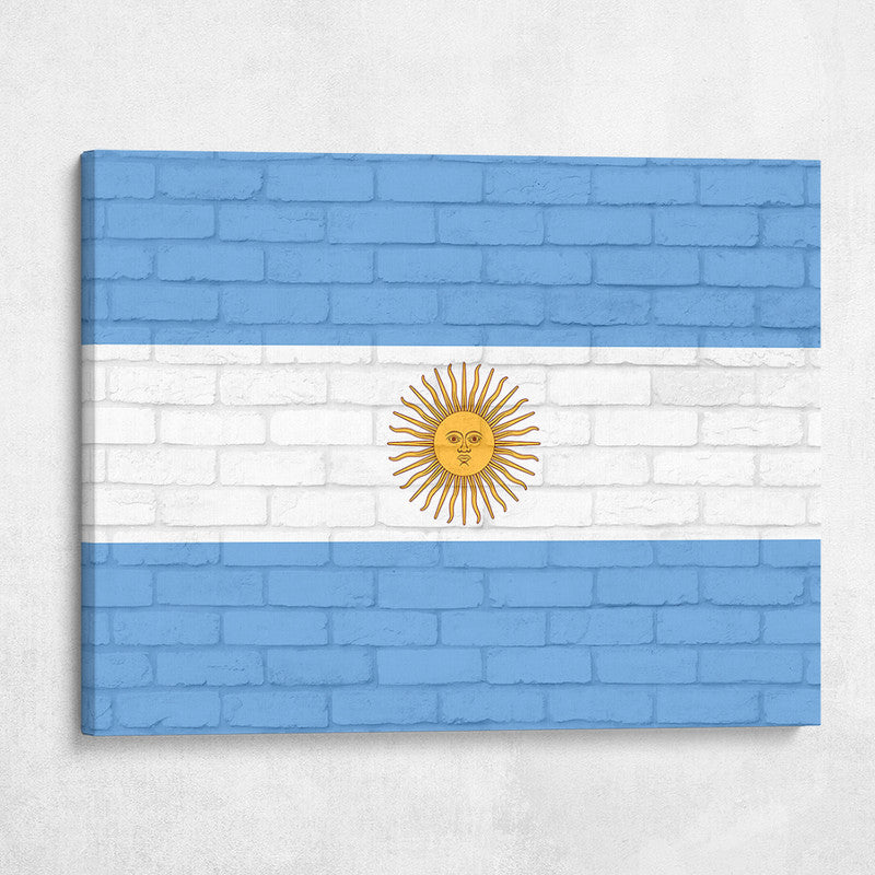 Argentina National Flag on Brick Texture