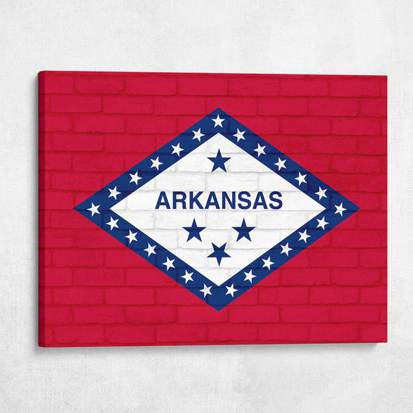 Arkansas State Flag on Brick Texture