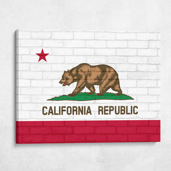 California State Flag on Brick Texture