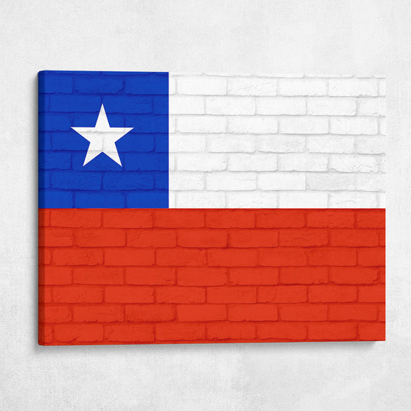 Chile National Flag on Brick Texture