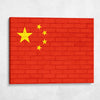 China National Flag on Brick Texture