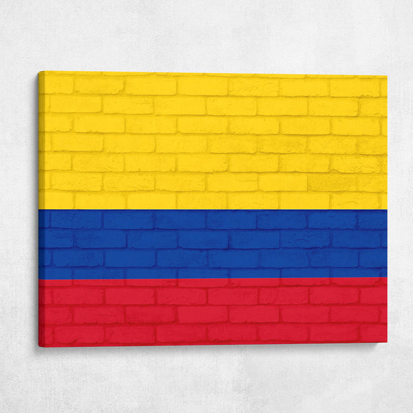 Colombia National Flag on Brick Texture