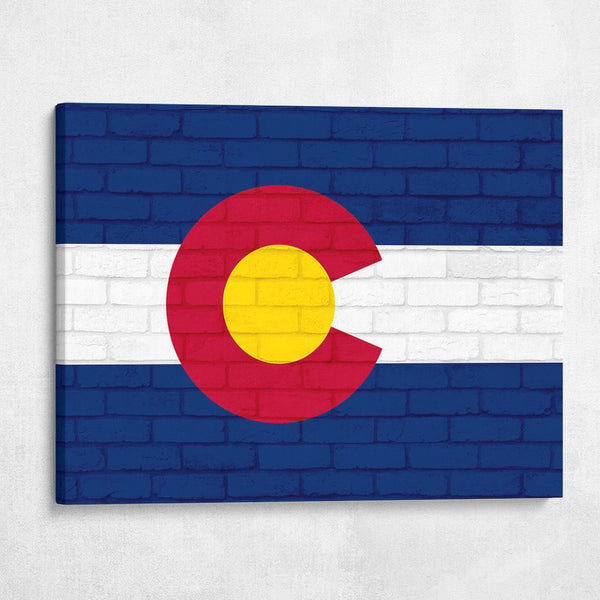 Colorado State Flag on Brick Texture