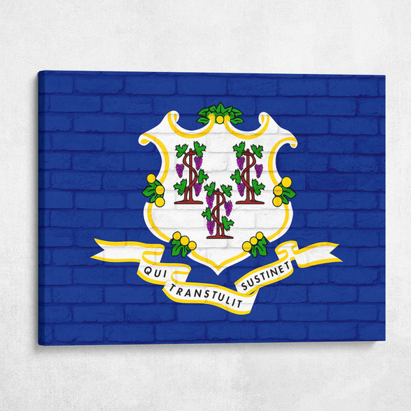 Connecticut State Flag on Brick Texture