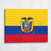 Ecuador National Flag on Brick Texture