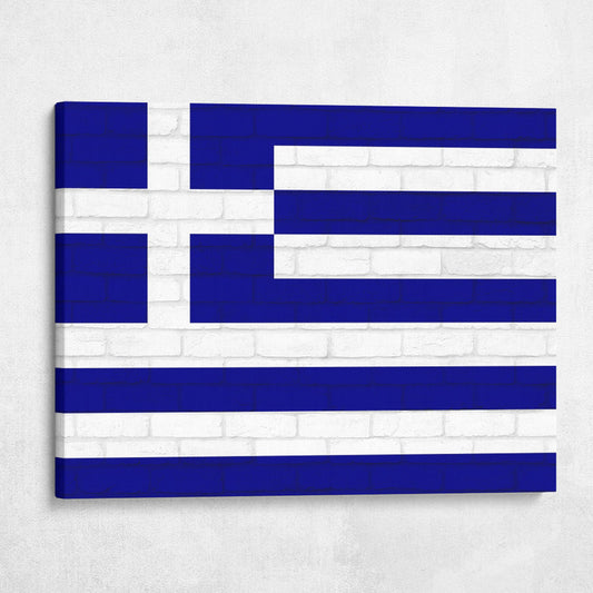 Greece National Flag on Brick Texture