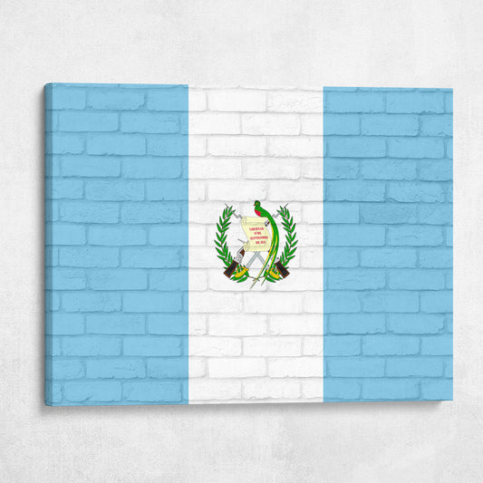 Guatemala National Flag on Brick Texture