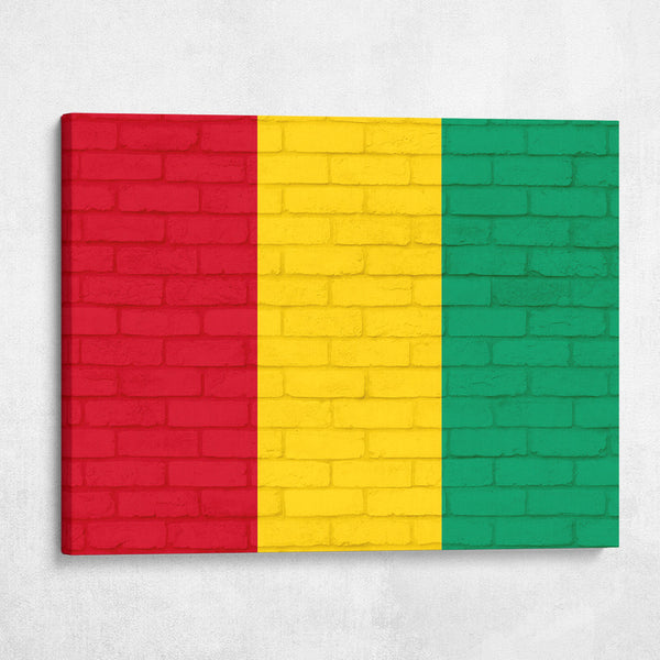 Guinea National Flag on Brick Texture