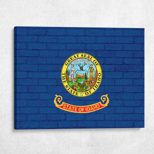 Idaho State Flag on Brick Texture