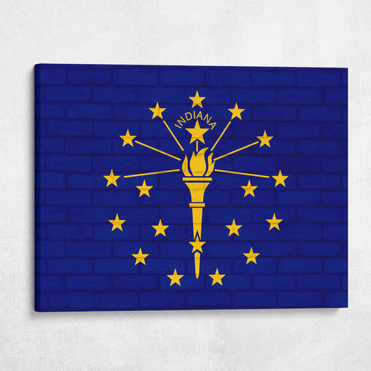 Indiana State Flag on Brick Texture