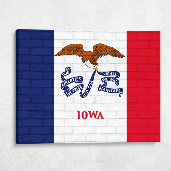 Iowa State Flag on Brick Texture