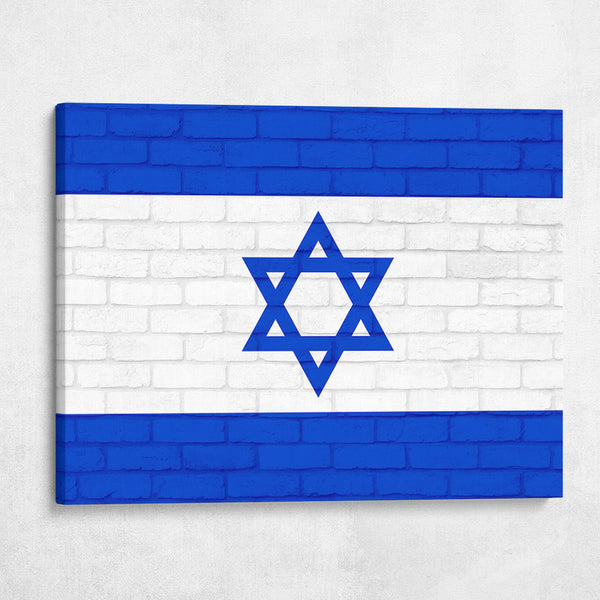 Israel National Flag on Brick Texture