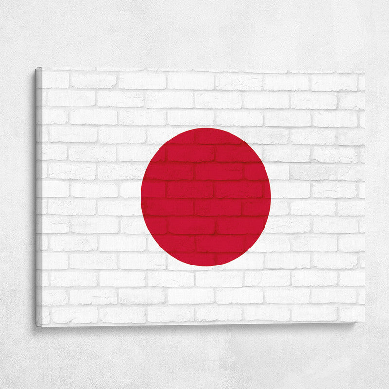 Japan National Flag on Brick Texture