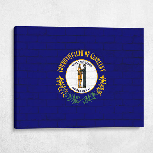 Kentucky State Flag on Brick Texture