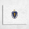 Massachusetts State Flag on Brick Texture