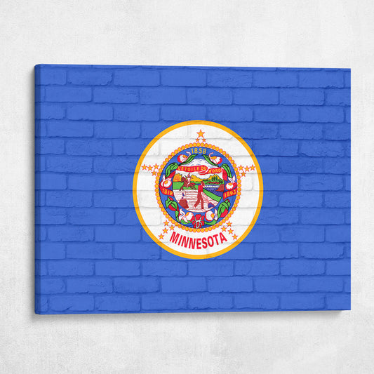 Minnesota State Flag on Brick Texture