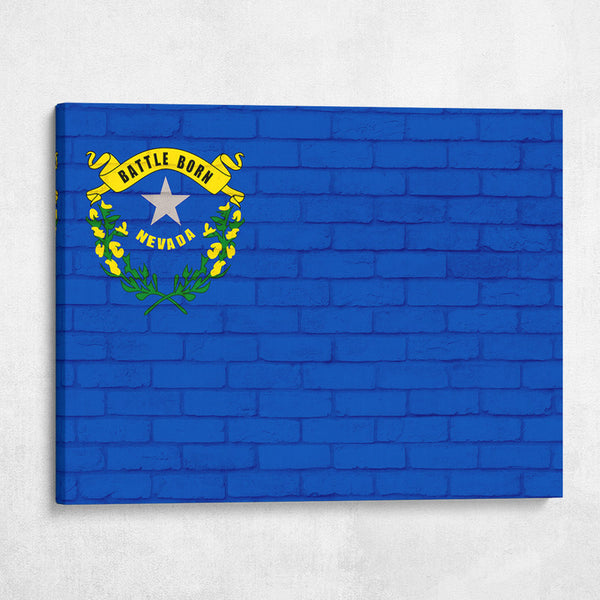Nevada State Flag on Brick Texture