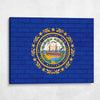 New Hampshire State Flag on Brick Texture