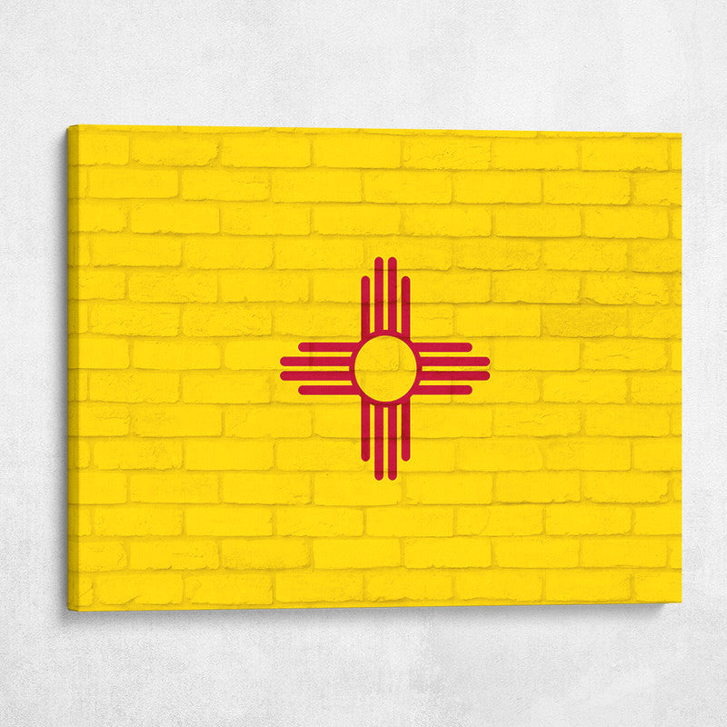 New Mexico State Flag on Brick Texture