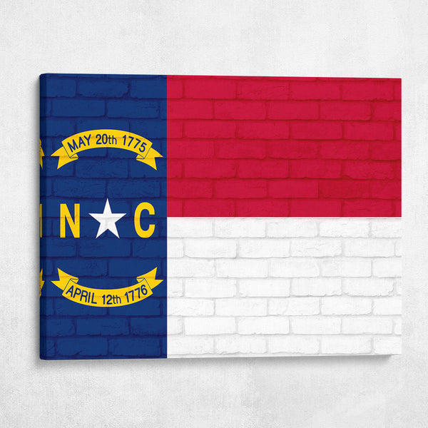 North Carolina State Flag on Brick Texture