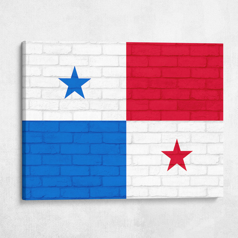 Panama National Flag on Brick Texture