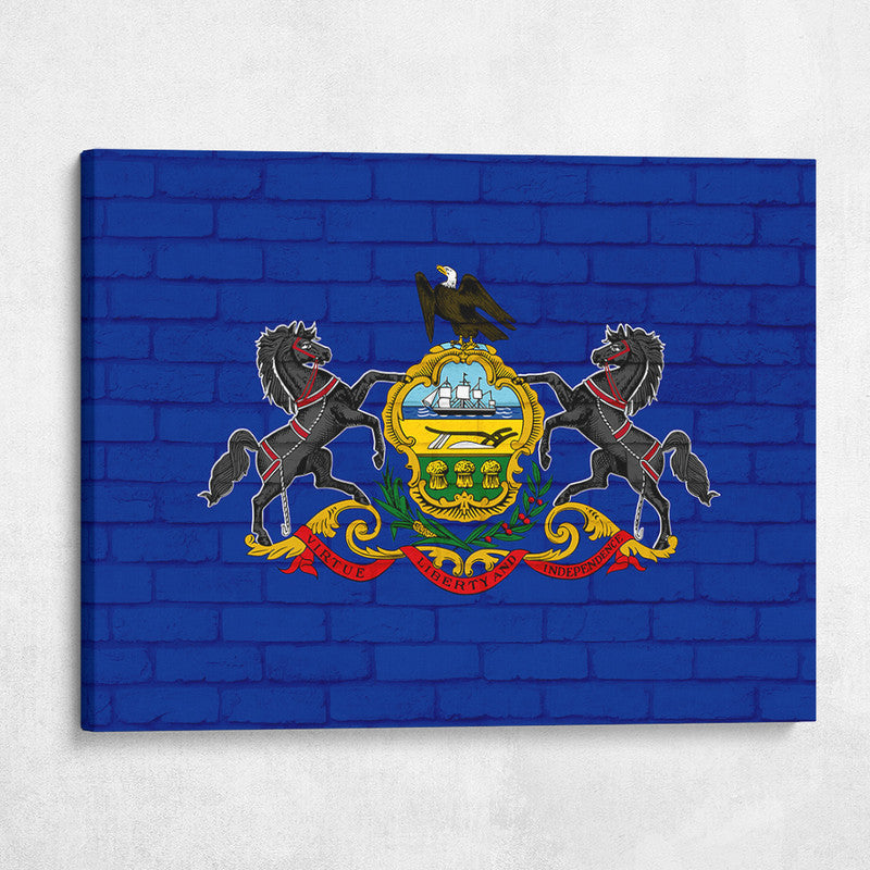 Pennsylvania State Flag on Brick Texture