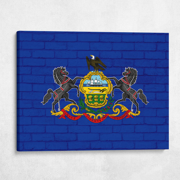 Pennsylvania State Flag on Brick Texture