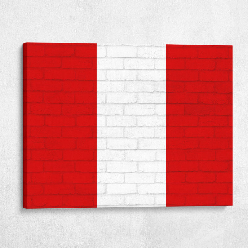 Peru National Flag on Brick Texture