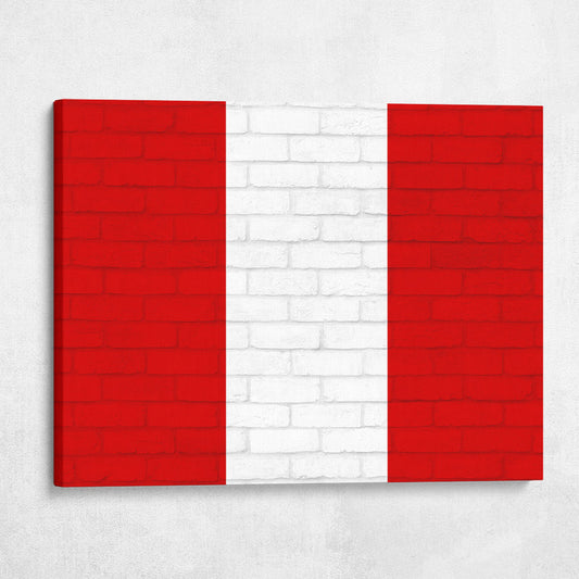 Peru National Flag on Brick Texture