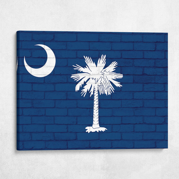 South Carolina State Flag on Brick Texture