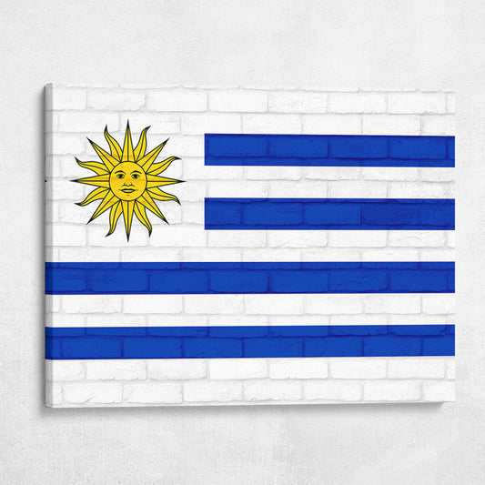 Uruguay National Flag on Brick Texture