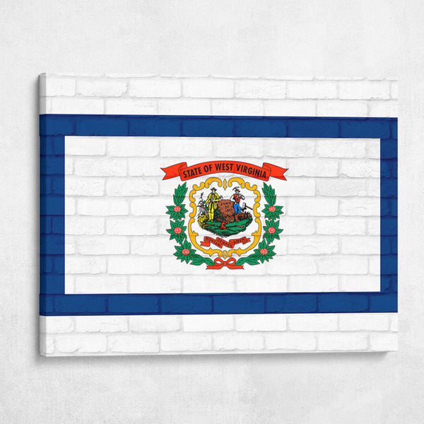 West Virginia State Flag on Brick Texture