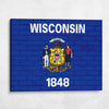 Wisconsin State Flag on Brick Texture