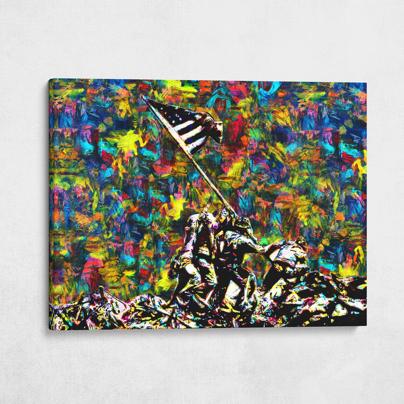 Iwo Jima Flag Acrilyc Style Pop Art | 1.5 Inch Thick Gallery Canvas Print